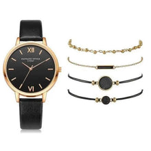 将图片加载到图库查看器,5Pcs Elegant Stylish Buckle Quartz Wrist Watch Set - Fashion Watches For Women and Girls