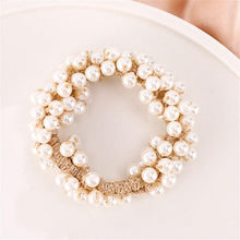 Load image into Gallery viewer, 6 Colors Woman Elegant Pearl Hair Ties Beads Girls Scrunchies Rubber Bands Ponytail Holders Hair Accessories Elastic Hair Band No Metal Hairband Girls Elegant Headwear Accessories Wraps Hoop Clips
