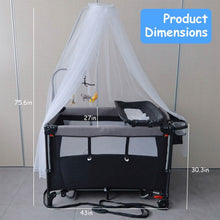 将图片加载到图库查看器,6-in-1 Foldable Baby Crib with Activity Center Diaper Changing Table