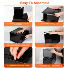 将图片加载到图库查看器,6-Pack: Collapsible Shoe Box Stackable Shoe Storage Bin with Magnetic Door
