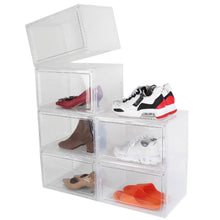 将图片加载到图库查看器,6-Pack: Collapsible Shoe Box Stackable Shoe Storage Bin with Magnetic Door