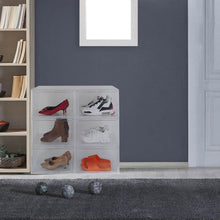 将图片加载到图库查看器,6-Pack: Collapsible Shoe Box Stackable Shoe Storage Bin with Magnetic Door