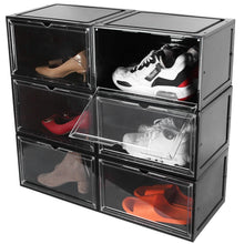 将图片加载到图库查看器,6-Pack: Collapsible Shoe Box Stackable Shoe Storage Bin with Magnetic Door