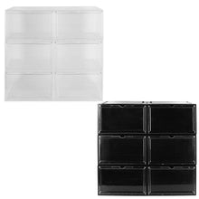 将图片加载到图库查看器,6-Pack: Collapsible Shoe Box Stackable Shoe Storage Bin with Magnetic Door