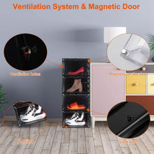将图片加载到图库查看器,6-Pack: Collapsible Shoe Box Stackable Shoe Storage Bin with Magnetic Door