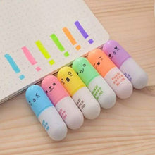 将图片加载到图库查看器,6-Piece: Cute Pill Shape Mini Highlighter Marker
