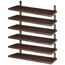 Load image into Gallery viewer, 6-Piece Set: Wall Mounted Shelve Wood Storage Metal Bracket Display