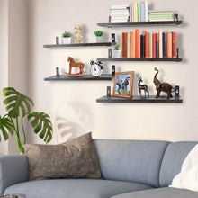Load image into Gallery viewer, 6-Piece Set: Wall Mounted Shelve Wood Storage Metal Bracket Display