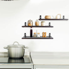 Load image into Gallery viewer, 6-Piece Set: Wall Mounted Shelve Wood Storage Metal Bracket Display