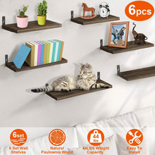 Load image into Gallery viewer, 6-Piece Set: Wall Mounted Shelve Wood Storage Metal Bracket Display