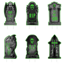 Load image into Gallery viewer, 6-Pieces: Glow in the Dark Halloween Yard Sign Decorations with 12 Stakes