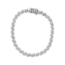 Load image into Gallery viewer, .925 Sterling Silver 1.0 Cttw Diamond Spiral Wave Curved-Link 7" Tennis Bracelet (I-J Color, I3 Clarity)