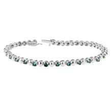 Load image into Gallery viewer, 14K White Gold Round-Cut Blue Diamonds Bracelet (3.00 cttw, Blue Color, Clarity)