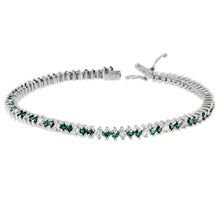 Load image into Gallery viewer, 14K White Gold Round-Cut white and Blue Diamond Fashion Bracelet (3.70 cttw, H-I Color, SI1-SI2 Clarity)