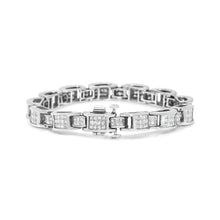 Load image into Gallery viewer, 14K White Gold 5.0 Cttw Princess Cut Diamond Invisible Set Alternating Size D Shaped Links Tennis Bracelet (H-I Color, SI2-I1 Clarity) - 7â€