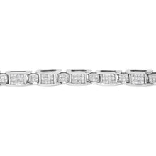 Load image into Gallery viewer, 14K White Gold 5.0 Cttw Princess Cut Diamond Invisible Set Alternating Size D Shaped Links Tennis Bracelet (H-I Color, SI2-I1 Clarity) - 7â€