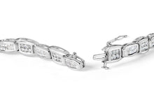 Load image into Gallery viewer, 14K White Gold 2-1/2 Cttw Round-Brilliant & Baguette Cut Diamond 7" Alternating Flared Links Tennis Bracelet (H-I Color, SI1-SI2 Clarity)