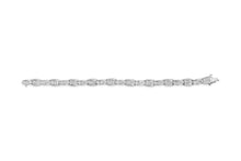 Load image into Gallery viewer, 14K White Gold 2-1/2 Cttw Round-Brilliant & Baguette Cut Diamond 7" Alternating Flared Links Tennis Bracelet (H-I Color, SI1-SI2 Clarity)