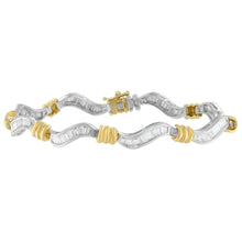 将图片加载到图库查看器,Original Classics 10K Two-Tone Gold Baguette Cut Diamond Spiral Bracelet (2.00 cttw, H-I Color, I1-I2 Clarity)
