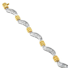 将图片加载到图库查看器,Original Classics 10K Two-Tone Gold Baguette Cut Diamond Spiral Bracelet (2.00 cttw, H-I Color, I1-I2 Clarity)