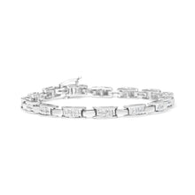 将图片加载到图库查看器,14K White Gold 2.0 Cttw Princess Cut Invisible Set Diamond Rectangular Link Bracelet (I-J Color, I1-I2 Clarity) - 7.25"