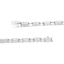 将图片加载到图库查看器,14K White Gold 2.0 Cttw Princess Cut Invisible Set Diamond Rectangular Link Bracelet (I-J Color, I1-I2 Clarity) - 7.25"