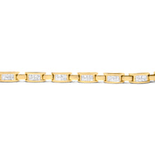 Load image into Gallery viewer, 10K Yellow Gold 2.0 Cttw Invisible-Set Princess Cut Diamond Rectangular Link Bracelet (I-J Color, SI2-I1 Clarity) - 7"