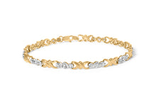 Load image into Gallery viewer, 10k Yellow Gold 1/3 Cttw Diamond 3 Stone and X-Link Bracelet (I-J Color, I1-I2 Clarity) - 7.50" Inches