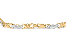 Load image into Gallery viewer, 10k Yellow Gold 1/3 Cttw Diamond 3 Stone and X-Link Bracelet (I-J Color, I1-I2 Clarity) - 7.50" Inches