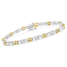Load image into Gallery viewer, 10K Two-Tone Gold Princess Cut Diamond Geo Link Bracelet (1.00 cttw, H-I Color, SI1-SI2 Clarity)