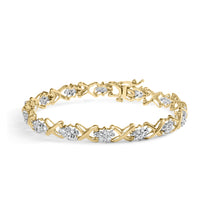 Load image into Gallery viewer, 10k Yellow Gold Plated .925 Sterling Silver 2.00 Cttw Round-Cut Diamond Link 7" Bracelet (H-I Color, I2-I3 Clarity)