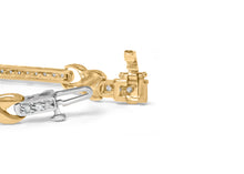 Load image into Gallery viewer, 10K Yellow Gold 1.00 Cttw Pave Set Diamond Bar and X-Link 7" Bracelet (I-J Color, I3 Quality)