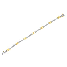 Load image into Gallery viewer, 10K Yellow Gold 1.00 Cttw Pave Set Diamond Bar and X-Link 7" Bracelet (I-J Color, I3 Quality)