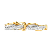Load image into Gallery viewer, 14K Yellow Gold Round and Baguette Cut Winding Love Diamond Bracelet (3.00 cttw, H-I Color, SI1-SI2 Clarity)