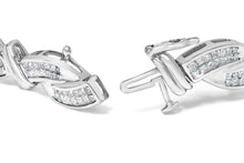 Load image into Gallery viewer, 14K White Gold 4.0 Cttw Invisble Set Princess-Cut Diamond Wave Style Link Bracelet (H-I Color, SI2-I1 Clarity) - 7"