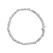 Load image into Gallery viewer, 14K White Gold 1.0 Cttw Invisible Set Princess Cut Diamond Alternating Station and Link Tennis Bracelet (I-J Color, I1-I2 Clarity) - Size 7.25" Inches