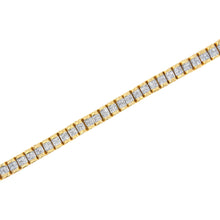 Load image into Gallery viewer, 14K Yellow Gold 3.0 Cttw Princess Cut Quad Invisible Set Tennis Bracelet (H-I Color, SI1-SI2 Clarity) - 7â€