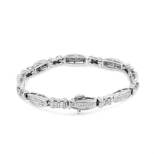 Load image into Gallery viewer, 14K White Gold 2.0 Cttw Channel-Set Alternating Baguette and Princess-Cut Diamond Link Bracelet (H-I Color, SI2-I1 Clarity) - Size 7