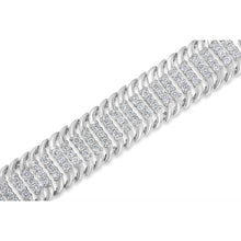 Load image into Gallery viewer, 14K White Gold 5.0 Cttw Round Brilliant Cut Diamond 7" S Wave Serpentine Tennis Bracelet (H-I Color, I1-I2 Clarity)