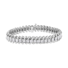 将图片加载到图库查看器,14K White Gold 5.0 Cttw Princess Cut Diamond 7" Invisible Set Wavy S-Link Tennis Bracelet (G-H Color, SI1-SI2 Clarity)
