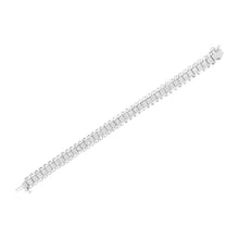 将图片加载到图库查看器,14K White Gold 5.0 Cttw Princess Cut Diamond 7" Invisible Set Wavy S-Link Tennis Bracelet (G-H Color, SI1-SI2 Clarity)