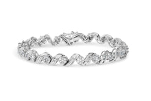 Load image into Gallery viewer, 14K White Gold 2.00 Cttw Diamond Cluster and Spiral Link Bracelet (I-J Color, I1-I2 Clarity) - 7"