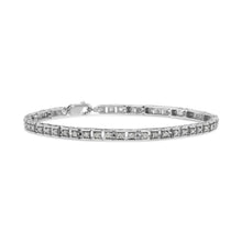 Load image into Gallery viewer, .925 Sterling Silver 1.0 Cttw Diamond Square Hybrid Link 7" Tennis Bracelet (I-J Color, I2-I3 Clarity)