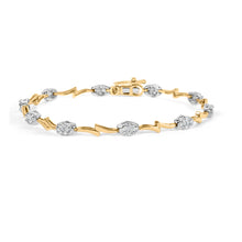 Load image into Gallery viewer, 10K White and Yellow Gold 1.00 Cttw Diamond Oval Shaped Cluster Link Bracelet (I-J Color, SI2-I1 Clarity) - 7" Inches