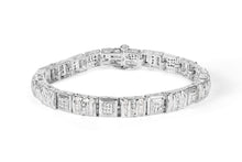 Load image into Gallery viewer, 10K White Gold Round and Baguette Cut Diamond Bracelet (2.00 cttw, H-I Color, I2-I3 Clarity)