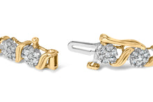 Load image into Gallery viewer, 10K Yellow Gold 2.00 Cttw Round Cut Diamond 'S' Cluster Bracelet (J-K Color, I1-I2 Clarity)