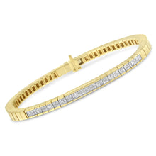 将图片加载到图库查看器,14K Yellow Gold 1-1/10 Cttw Princess & Baguette Cut Diamond 7" Alternating Stone Eternity Tennis Bracelet (G-H Color, VS1-VS2 Clarity)