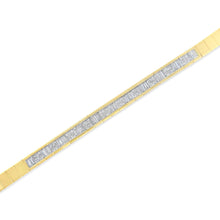 将图片加载到图库查看器,14K Yellow Gold 1-1/10 Cttw Princess & Baguette Cut Diamond 7" Alternating Stone Eternity Tennis Bracelet (G-H Color, VS1-VS2 Clarity)