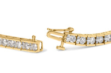 将图片加载到图库查看器,10K Yellow Gold 4.00 Cttw Channel Set Round Diamond Tennis 7" Bracelet (J-K Color, I1-I2 Clarity)