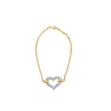 Load image into Gallery viewer, 10K Two Tone Gold 1/4 Cttw Diamond Encrusted Heart Charm 7" Bracelet (H-I Color, I1-I2 Clarity)